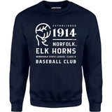 Norfolk Elk Horns - Nebraska - Vintage Defunct Baseball Teams - Unisex Sweatshirt