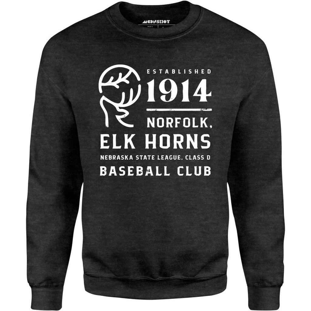 Norfolk Elk Horns - Nebraska - Vintage Defunct Baseball Teams - Unisex Sweatshirt