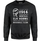 Norfolk Elk Horns - Nebraska - Vintage Defunct Baseball Teams - Unisex Sweatshirt