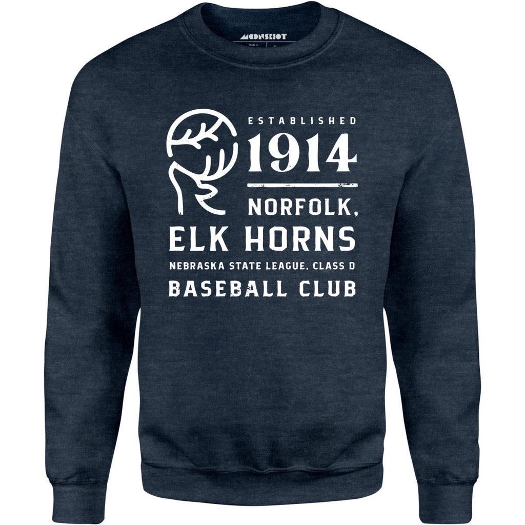 Norfolk Elk Horns - Nebraska - Vintage Defunct Baseball Teams - Unisex Sweatshirt