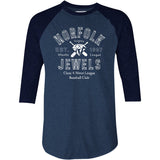 Norfolk Jewels - Virginia - Vintage Defunct Baseball Teams - 3/4 Sleeve Raglan T-Shirt
