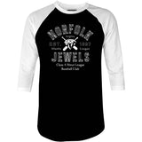 Norfolk Jewels - Virginia - Vintage Defunct Baseball Teams - 3/4 Sleeve Raglan T-Shirt