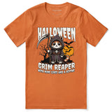 Grim Reaper Halloween Cat T-Shirt