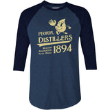Peoria Distillers - Illinois - Vintage Defunct Baseball Teams - 3/4 Sleeve Raglan T-Shirt