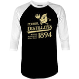 Peoria Distillers - Illinois - Vintage Defunct Baseball Teams - 3/4 Sleeve Raglan T-Shirt