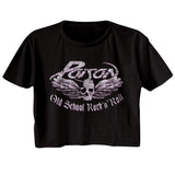 Poison Old School Rock N Roll Womens Crop Tee