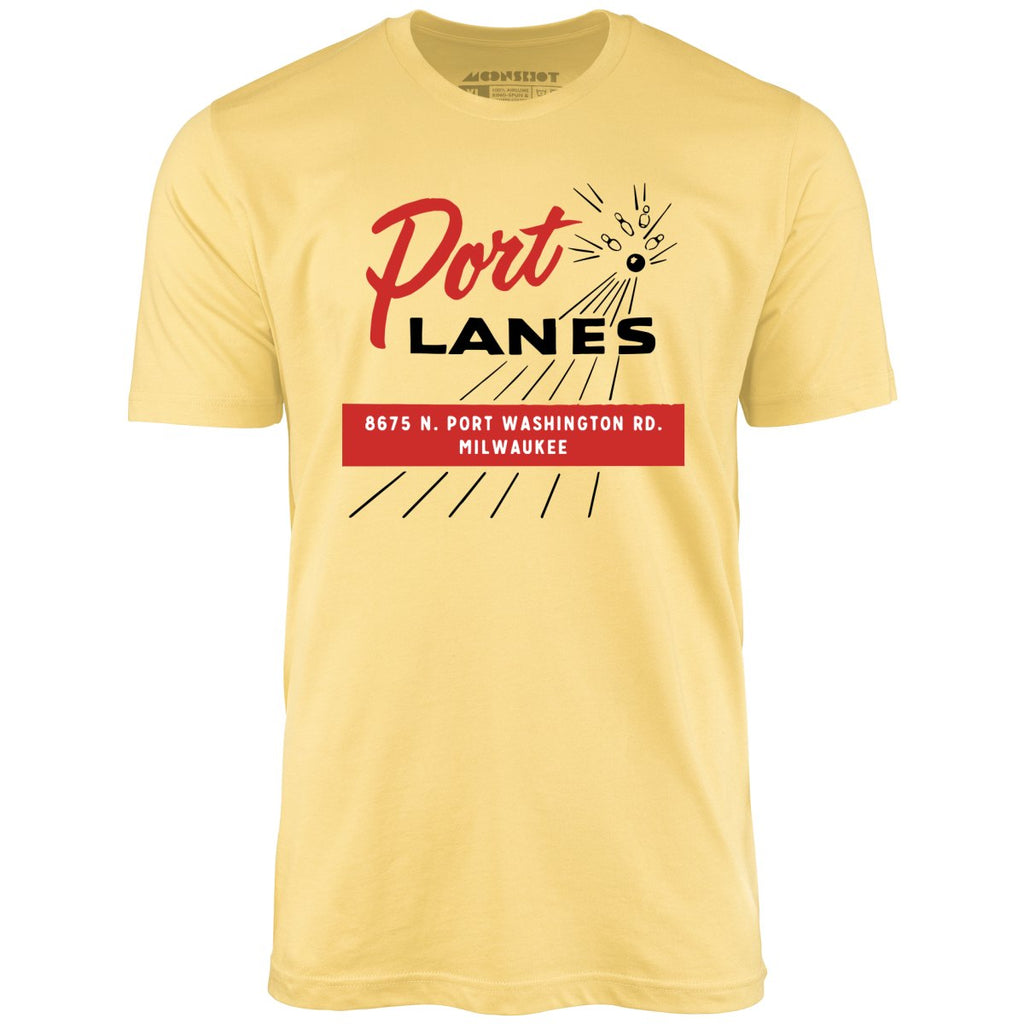 Port Lanes - Milwaukee, WI - Vintage Bowling Alley - Unisex T-Shirt