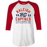 Raleigh Capitals - North Carolina - Vintage Defunct Baseball Teams - 3/4 Sleeve Raglan T-Shirt