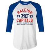 Raleigh Capitals - North Carolina - Vintage Defunct Baseball Teams - 3/4 Sleeve Raglan T-Shirt