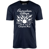 Recreation Alleys - Cheyenne, WY - Vintage Bowling Alley - Unisex T-Shirt