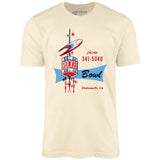 Rocket Bowl - Chatsworth, CA - Vintage Bowling Alley - Unisex T-Shirt