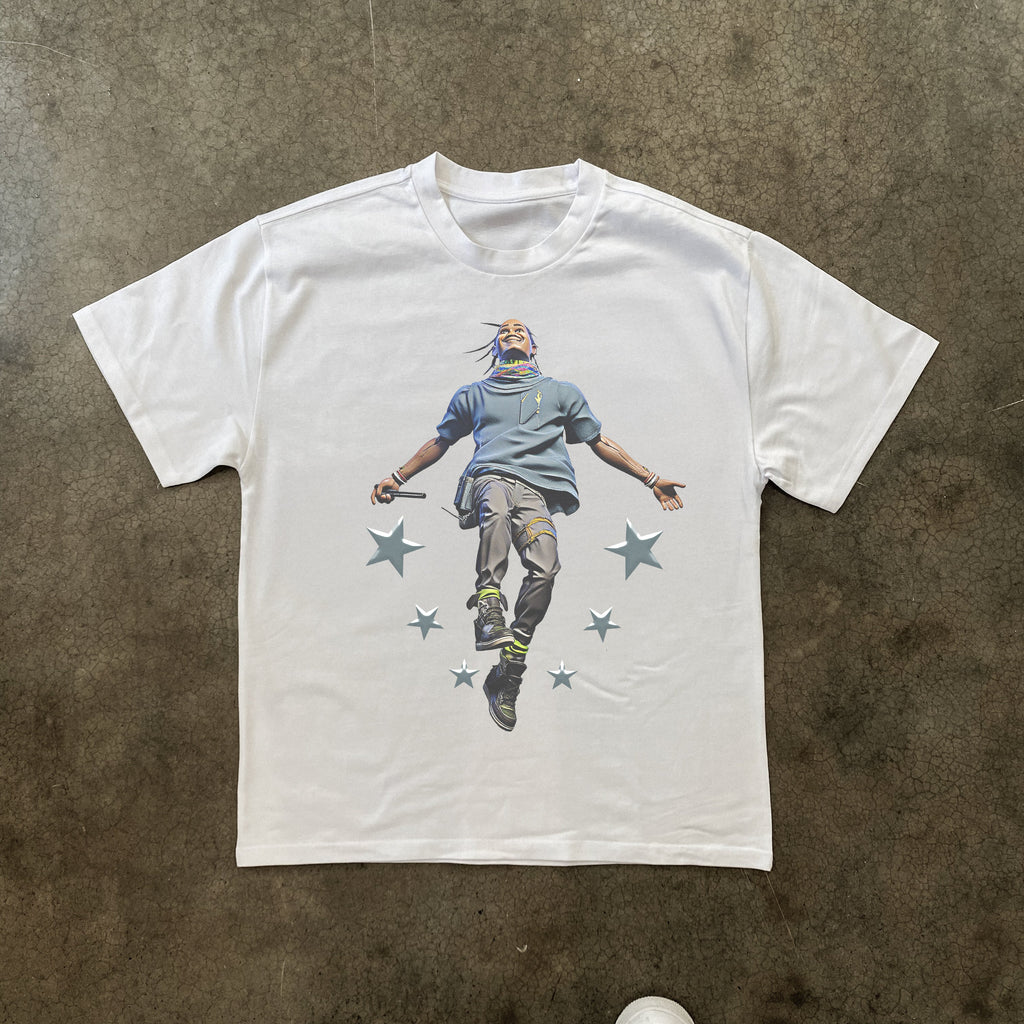 TRAVIS SCOTT ICONIC JUMP ACTION FIGURE TYLE HEAVYWEIGHT WHITE T-SHIRT