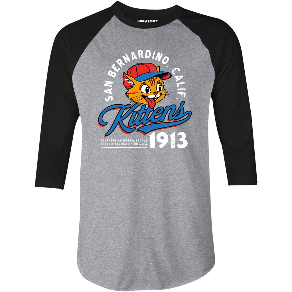 San Bernardino Kittens - California - Vintage Defunct Baseball Teams - 3/4 Sleeve Raglan T-Shirt