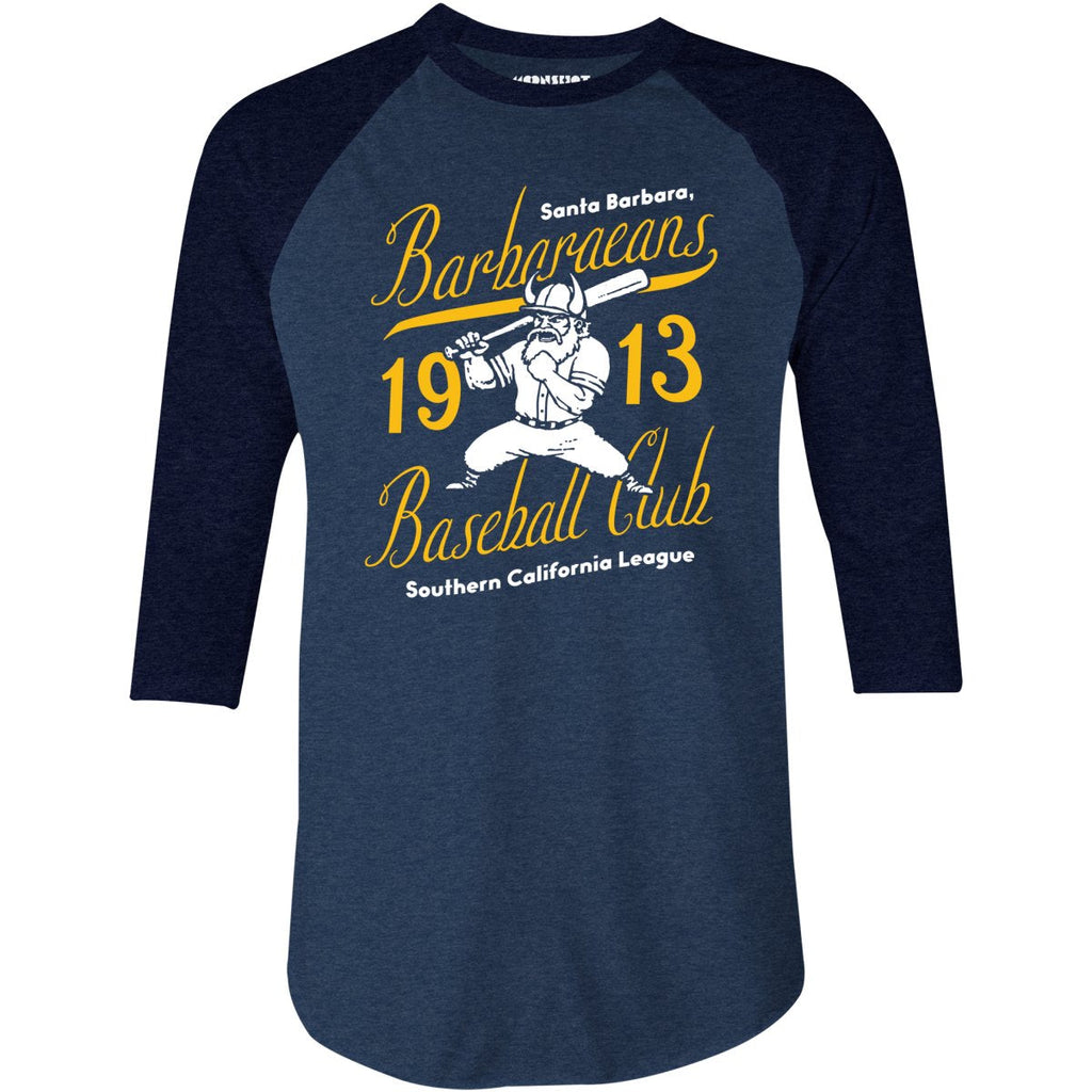 Santa Barbara Barbaraeans - California - Vintage Defunct Baseball Teams - 3/4 Sleeve Raglan T-Shirt