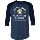Seattle Clamdiggers - Washington - Vintage Defunct Baseball Teams - 3/4 Sleeve Raglan T-Shirt