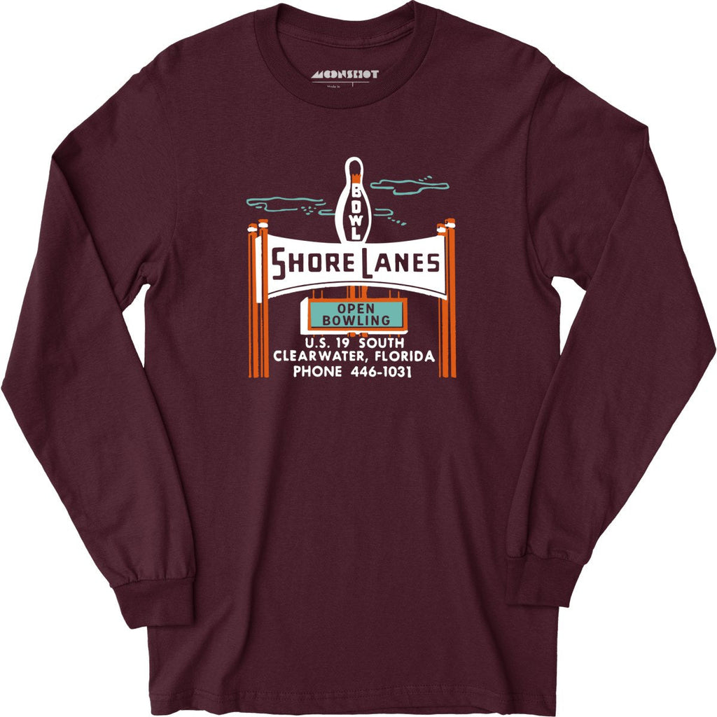 Shore Lanes - Clearwater, FL - Vintage Bowling Alley - Long Sleeve T-Shirt