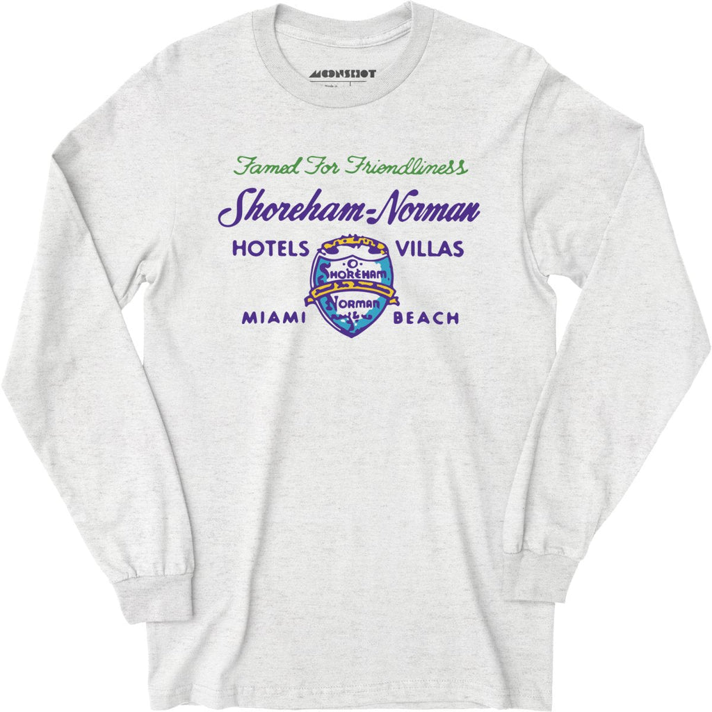 Shoreham Norman Hotels & Villas v2 - Miami, FL - Vintage Hotel - Long Sleeve T-Shirt