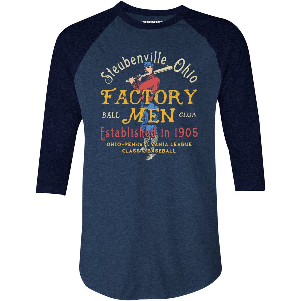 Steubenville Factory Men - Ohio - Vintage Defunct Baseball Teams - 3/4 Sleeve Raglan T-Shirt