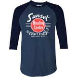 Sunset Bowling Center v2 - Hollywood, CA - Vintage Bowling Alley - 3/4 Sleeve Raglan T-Shirt
