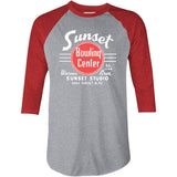 Sunset Bowling Center v2 - Hollywood, CA - Vintage Bowling Alley - 3/4 Sleeve Raglan T-Shirt