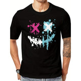 2024 Men's Evil Smiling Face Pattern Print T-shirt, Crew Neck And Short Sleeve, Casual And Trendy Tops For Spring, Summer And Autumn Leisurewear