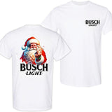 Busch Light, Santa Middle Finger Funny Red Santa Christmas 2 Sided T-shirt, Christmas Sweatshirt with beer, Perfect for outings and holidays, Unisex for Men and For Women