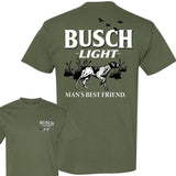 BUSCH LIGHT, Busch Light Man's Best Friend 2-sided T-shirt, Busch Light T shirt Full Color For Men And Women, Busch Light Beer Tshirt, Casual Graphic Round Neck T-shirt for Summer, Fashion Top for Daily Wear