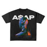 A$AP Machine Print Short Sleeve Graphic Unisex T-Shirt Casual Menswear Stylish Top Man Tshirt Streetwear Shortsleeve Tropical