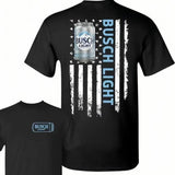 Busch Light 2 Sided Unisex Shirt, Logo Flag Shirt, Funny Cotton Tee, Full Colors, For Men, For Women Embroidered
