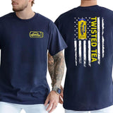 Casual, 2-Side Twisted Tea Logo Flag Funny T-Shirt, Full Color, For Men ,Gift For men, Casual.
