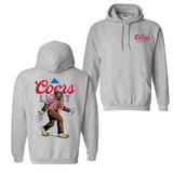 Coors Light Sasquatch Hoodie and T-shirt, Fun Bigfoot Design With Plaid Shirt And Coors Light Cans, Unisex Hoodie, Perfect For Beer Lovers And Outdoor Enthusiasts