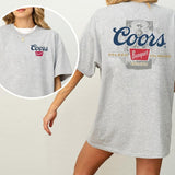 Coors Banquet Beer 2-Sided Shirt for Men and Women, Beer Drinking Tshirt, Country Girl Tee, Wild West Graphic Top, Cotton Fabric Casual Womenswear