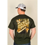 Ducks and Bucks - Mallard Duck and Whitetail Buck Hunting T-Shirt - Green Classic Cotton