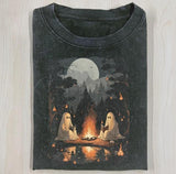 CAMPING HALLOWEEN GHOST READING BOOK T-Shirt, Horror Movie Shirt, Horror Character, Funny Halloween Shirt, Unisex T-Shirt, Gift For Men Women