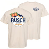 BUSCH LIGHT PEACH FRONT AND PRINT T-SHIRT, COTTON T-SHIRT, UNISEX T-SHIRT, VINTAGE T-SHIRT