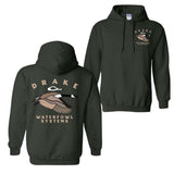 Drake Waterfowl Systems Hoodie - Classic Black Pullover with Bold Duck Design, Cozy Unisex Sweatshirt for Waterfowl and Outdoor Enthusiasts