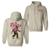 Coors Light Sasquatch Hoodie and T-shirt, Fun Bigfoot Design With Plaid Shirt And Coors Light Cans, Unisex Hoodie, Perfect For Beer Lovers And Outdoor Enthusiasts