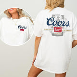 Coors Banquet Beer 2-Sided Shirt for Men and Women, Beer Drinking Tshirt, Country Girl Tee, Wild West Graphic Top, Cotton Fabric Casual Womenswear
