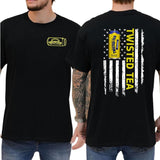 Casual, 2-Side Twisted Tea Logo Flag Funny T-Shirt, Full Color, For Men ,Gift For men, Casual.