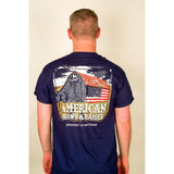 American Grown Barn - Rustic Barn with American Flag T-Shirt - Navy