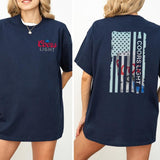 Coors Light American Flag Graphic 2 Sided Shirt, Beer Drinking T-shirt, Soft Cotton Fabric Tshirt, Unisex Drinker Top, Printed Casual Womenswear
