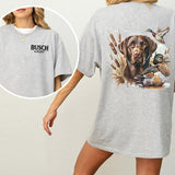 Busch Light Dog and Duck Graphic 2-Sided Shirt, Vintage Mallard Hunting Tshirt, Outdoors Dog Hunting Duck T-shirt, Cotton Fabric Casual Womenswear
