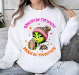 Cute Pink Girl Grinn Sweatshirt, Christmas Drink Cup Sweatshirt
