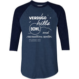 Verdugo Hills v2 - La Crescenta, CA - Vintage Bowling Alley - 3/4 Sleeve Raglan T-Shirt