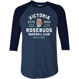 Victoria Rosebuds - Texas - Vintage Defunct Baseball Teams - 3/4 Sleeve Raglan T-Shirt