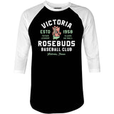 Victoria Rosebuds - Texas - Vintage Defunct Baseball Teams - 3/4 Sleeve Raglan T-Shirt