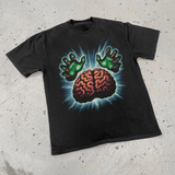 SPELL CARD 'BRAIN CONTROL' HEAVY FADED BLACK T-SHIRT
