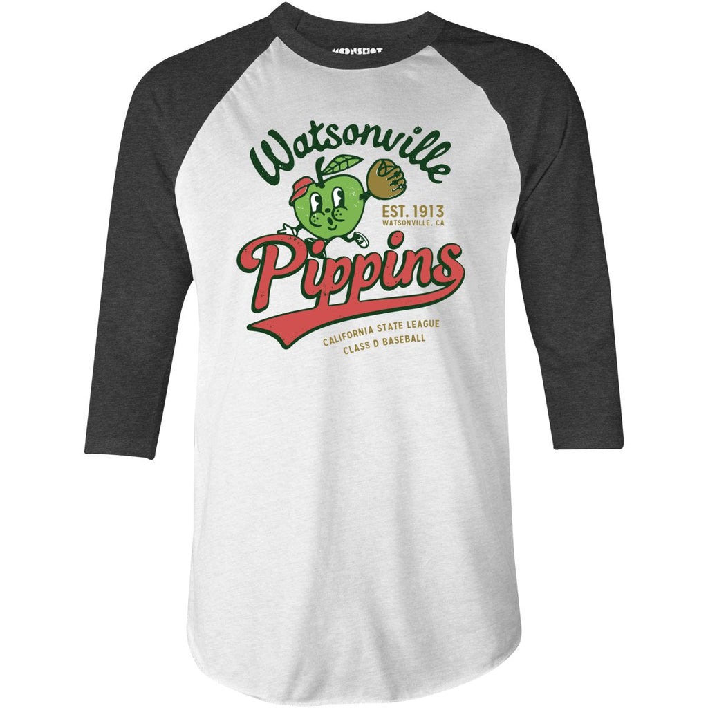 Watsonville Pippins - California - Vintage Defunct Baseball Teams - 3/4 Sleeve Raglan T-Shirt