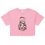 Meowy Christmas Women's Crop Tee