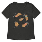 Capybaras In Space Women's V-Neck Tee